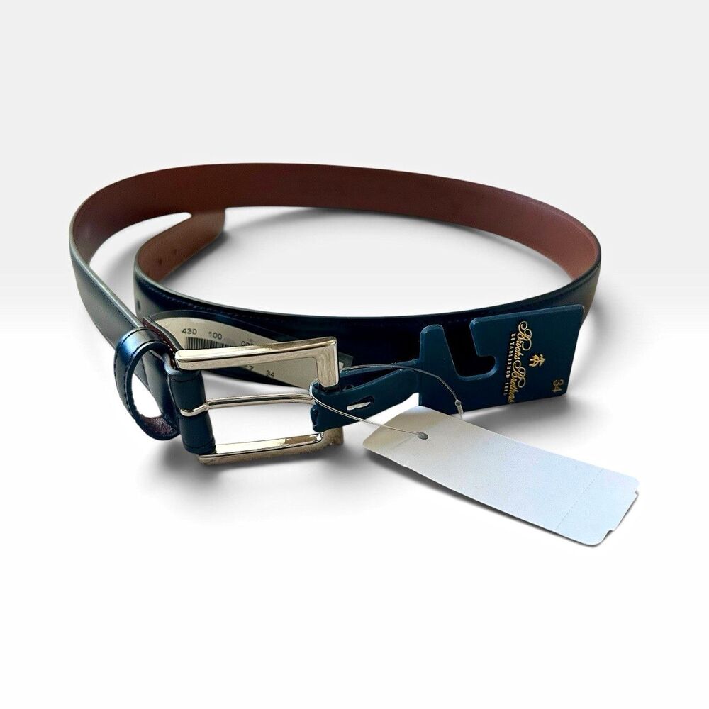 New Brooks Brothers Men’s Black Leather Belt Size 34 – $98 Retail